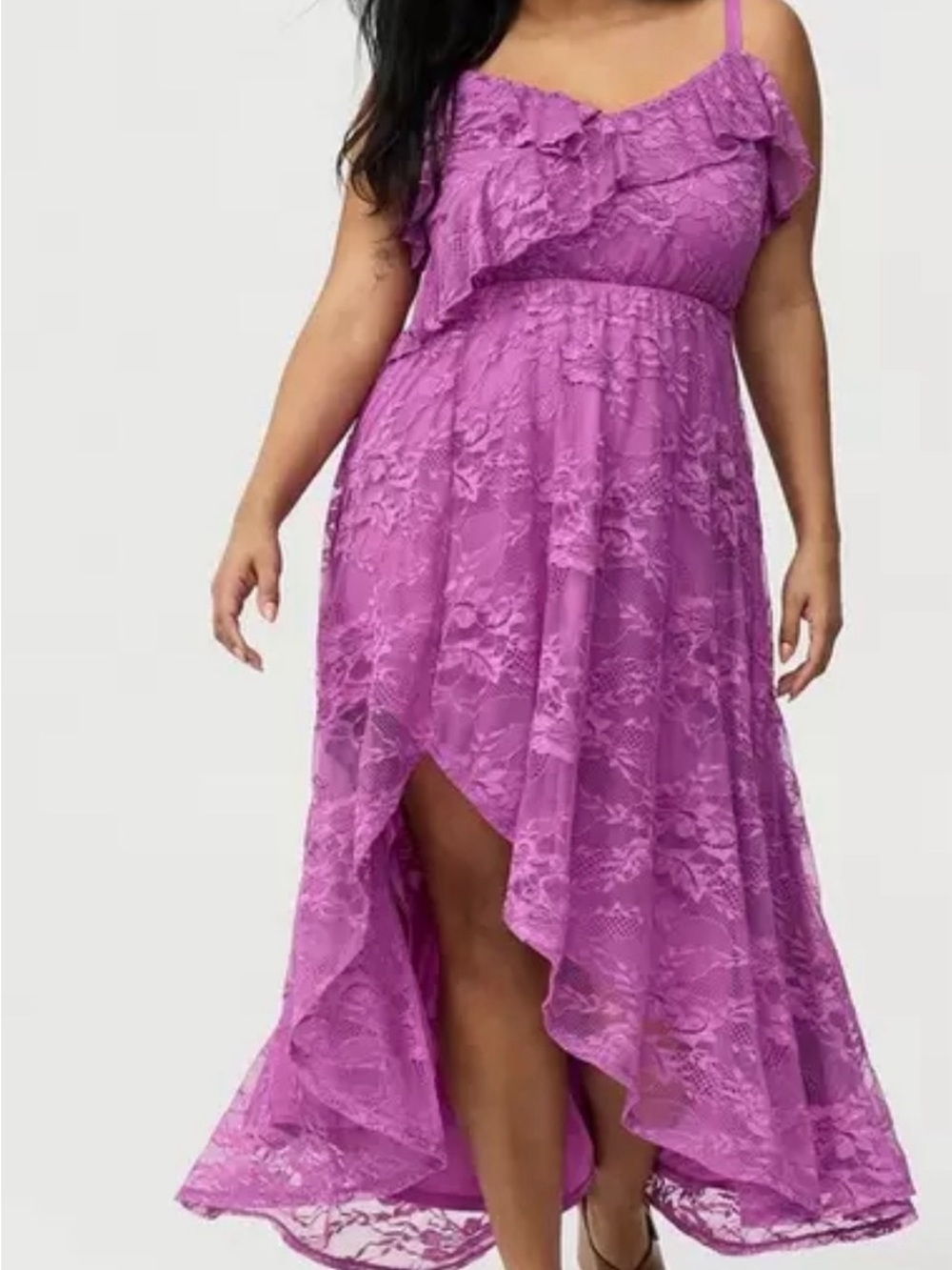 Torrid Purple Lace Ruffled Maxi Dress
